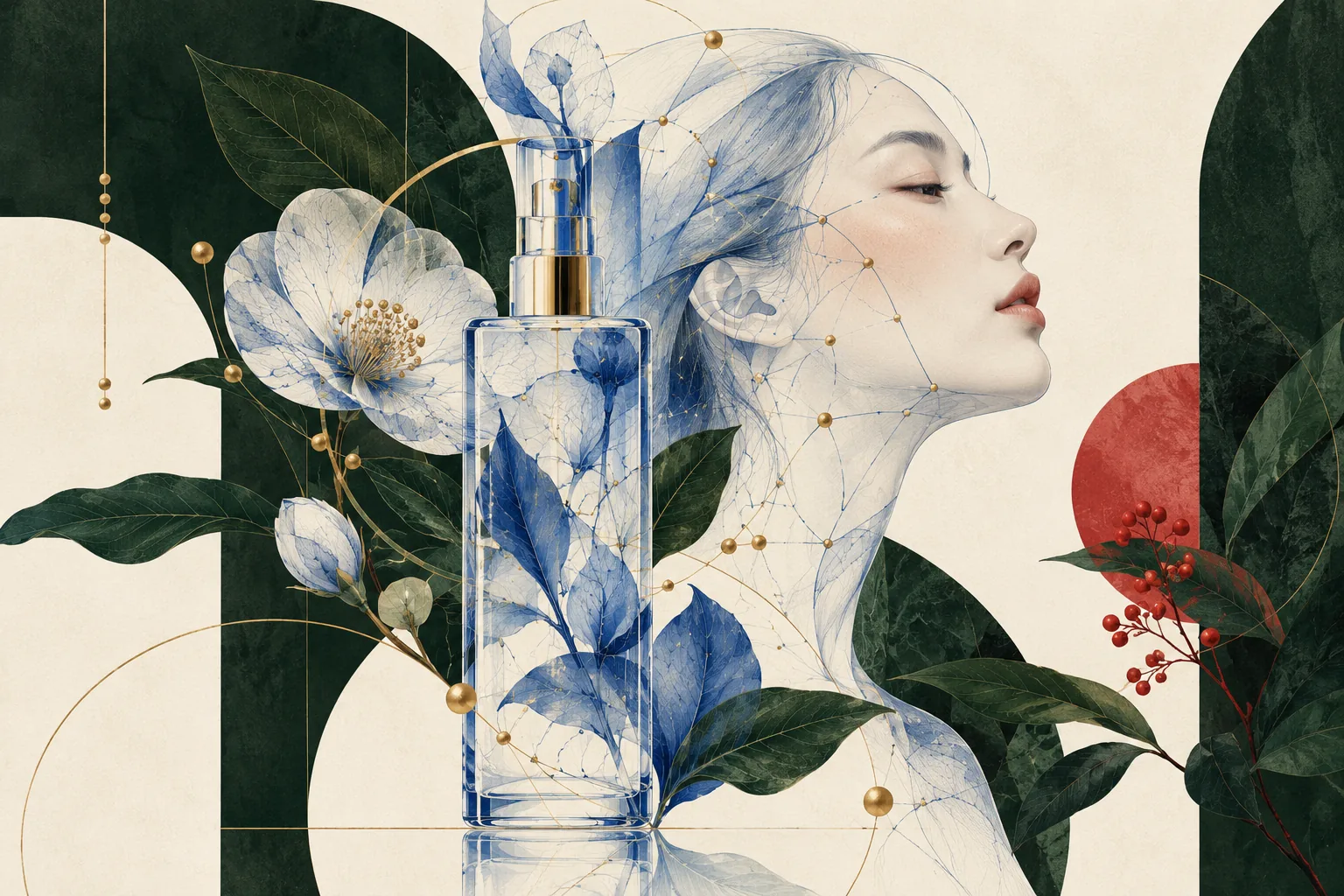 Redaktionelle Illustration für KI und Beauty-Technologie — Forschungsrahmen